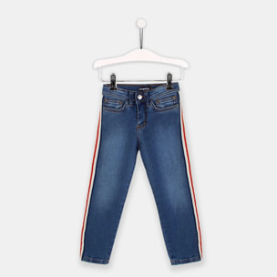 Jeans in denim medio con fascia laterale per ragazze