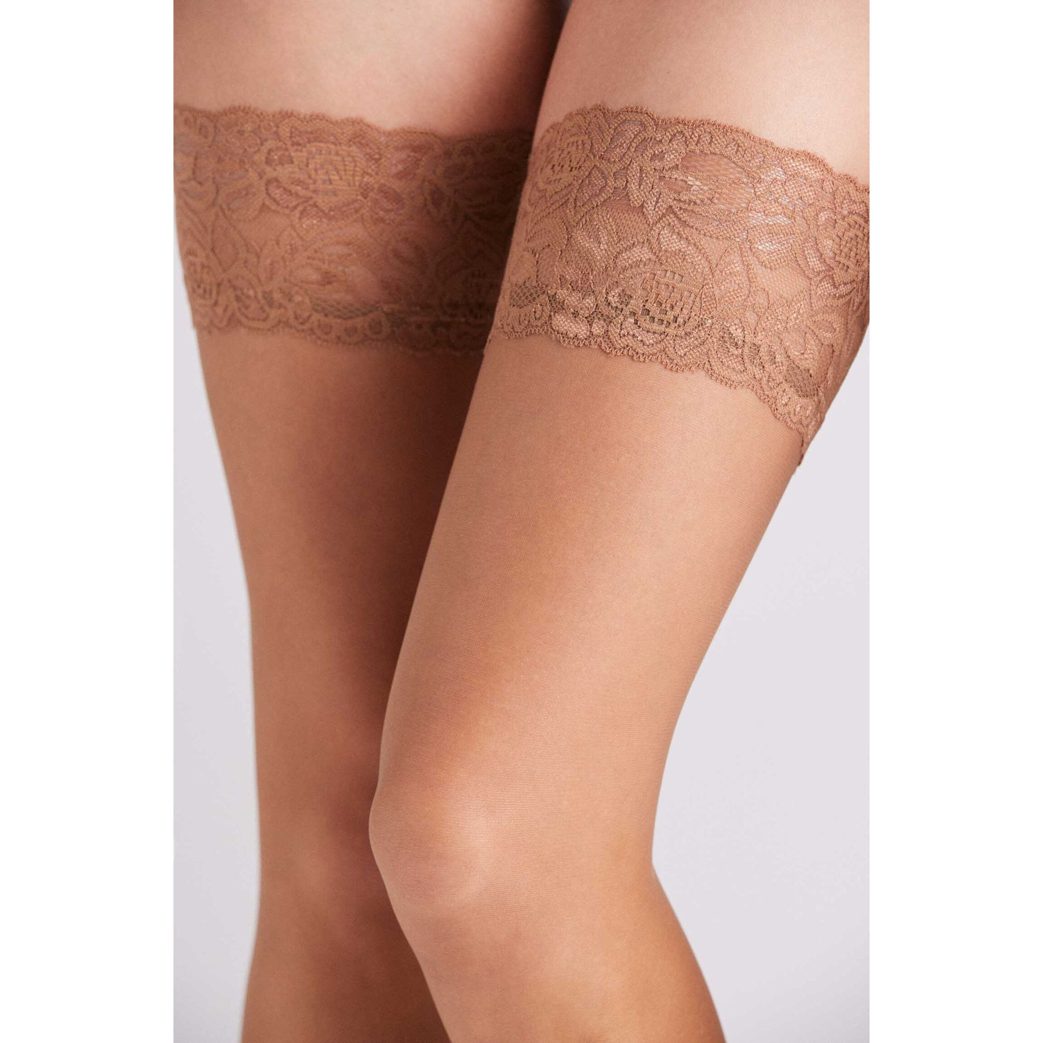 Calze autoreggenti marroni 10 denari