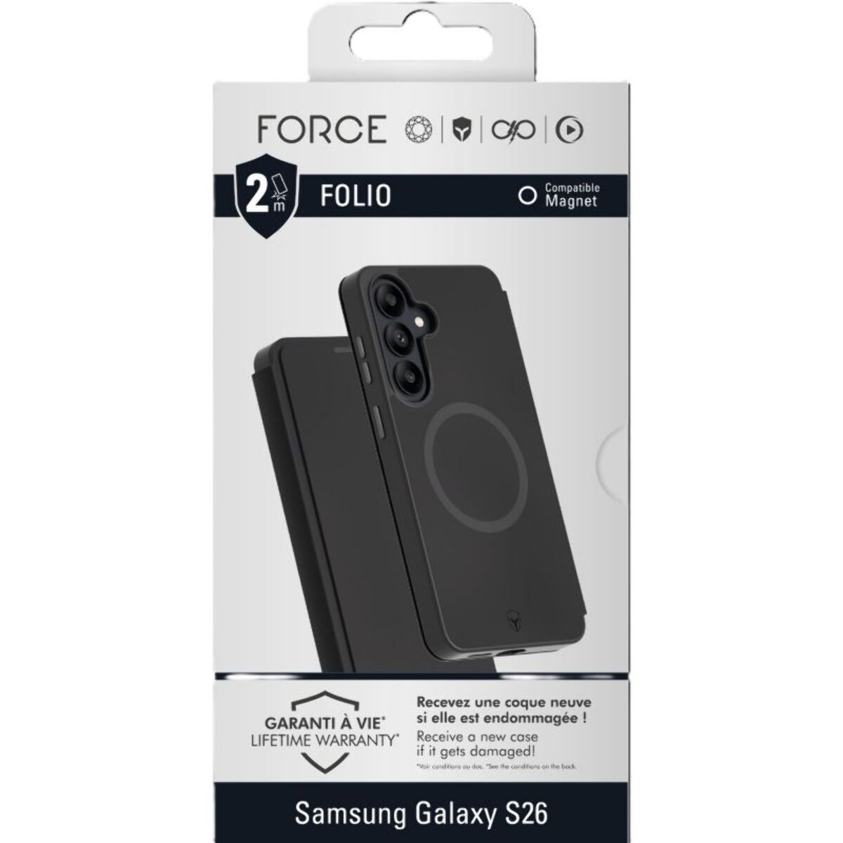 Coque FORCE CASE étui Magnet S26 Noir