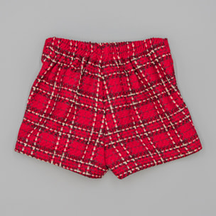 Shorts Rojo De Tejido Texturizado Con Cuadros