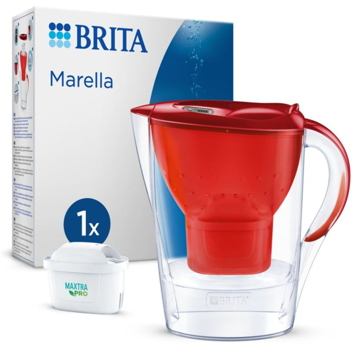 Carafe filtrante BRITA Marella rouge + 1 cartouche Maxtra Pro