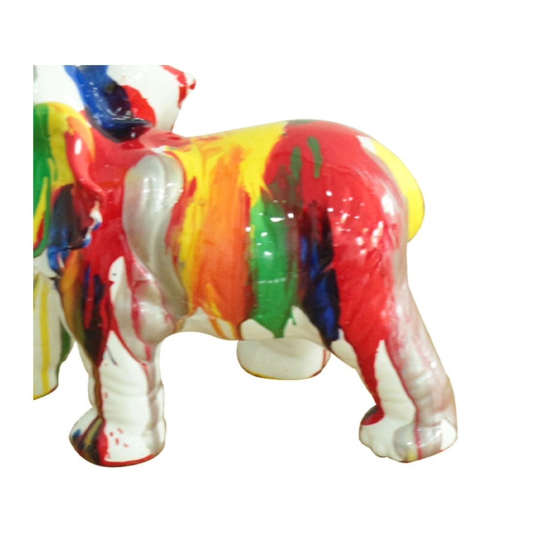 Statuette éléphant trompe relevée en résine multicolore H24cm - BABAR