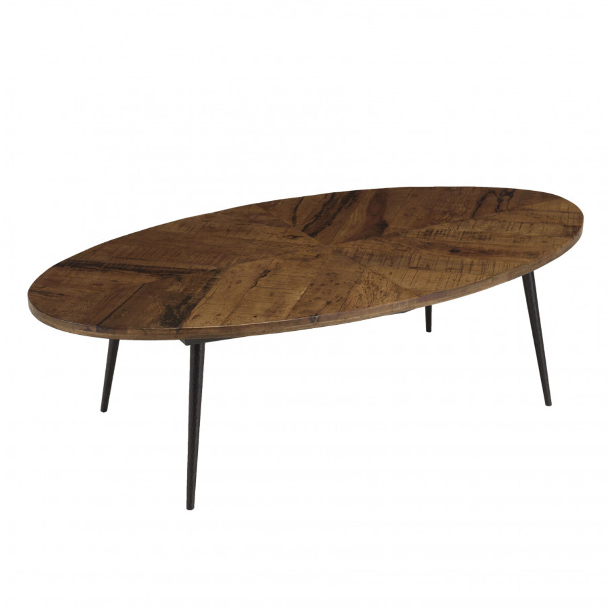 KIARA - Table basse ovale 135x70cm plateau chevrons