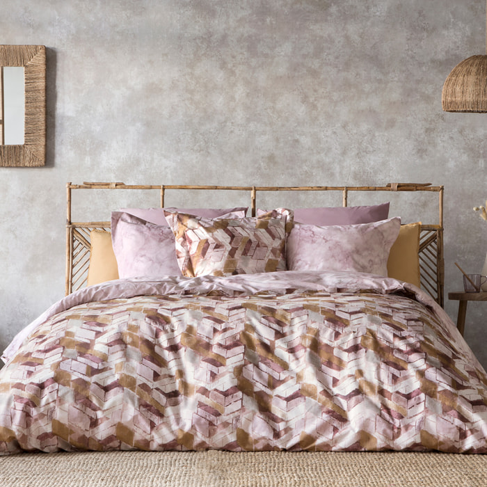 Housse de couette réversvible NUNET en coton percale - marron - vendue seule