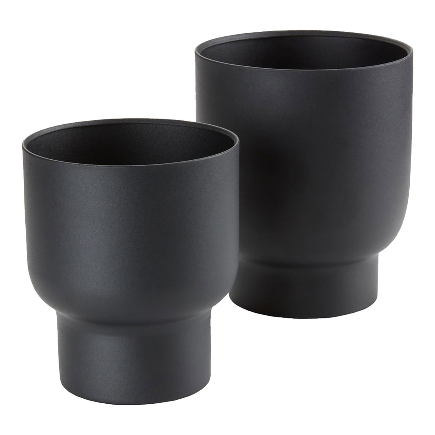 Set 2 Portavasi Fulda in Metallo Nero — Ø14 e Ø16 cm