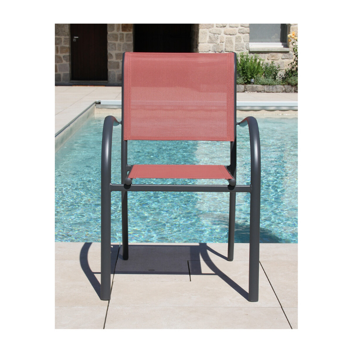 Ensemble table et chaises de jardin  - anthracite et terracotta - HONFLEUR BEZIERS ARDOISE
