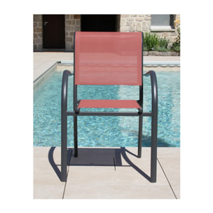 Ensemble table et chaises de jardin  - anthracite et terracotta - HONFLEUR BEZIERS ARDOISE