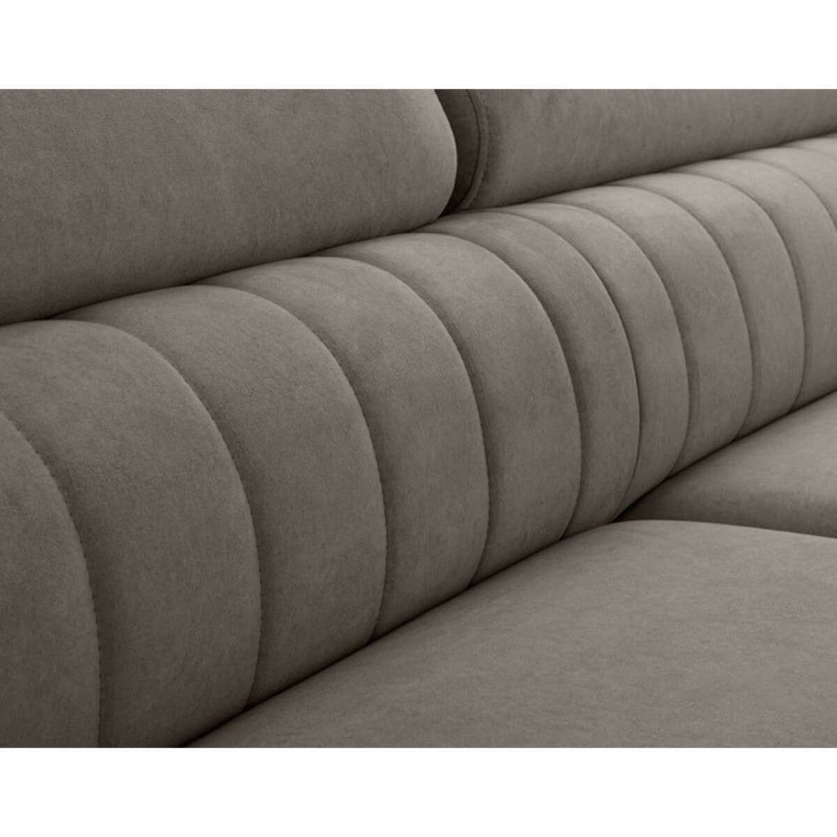 Aneta - canapé d'angle droit 5 places - convertible avec coffre et têtières - en velours - Taupe