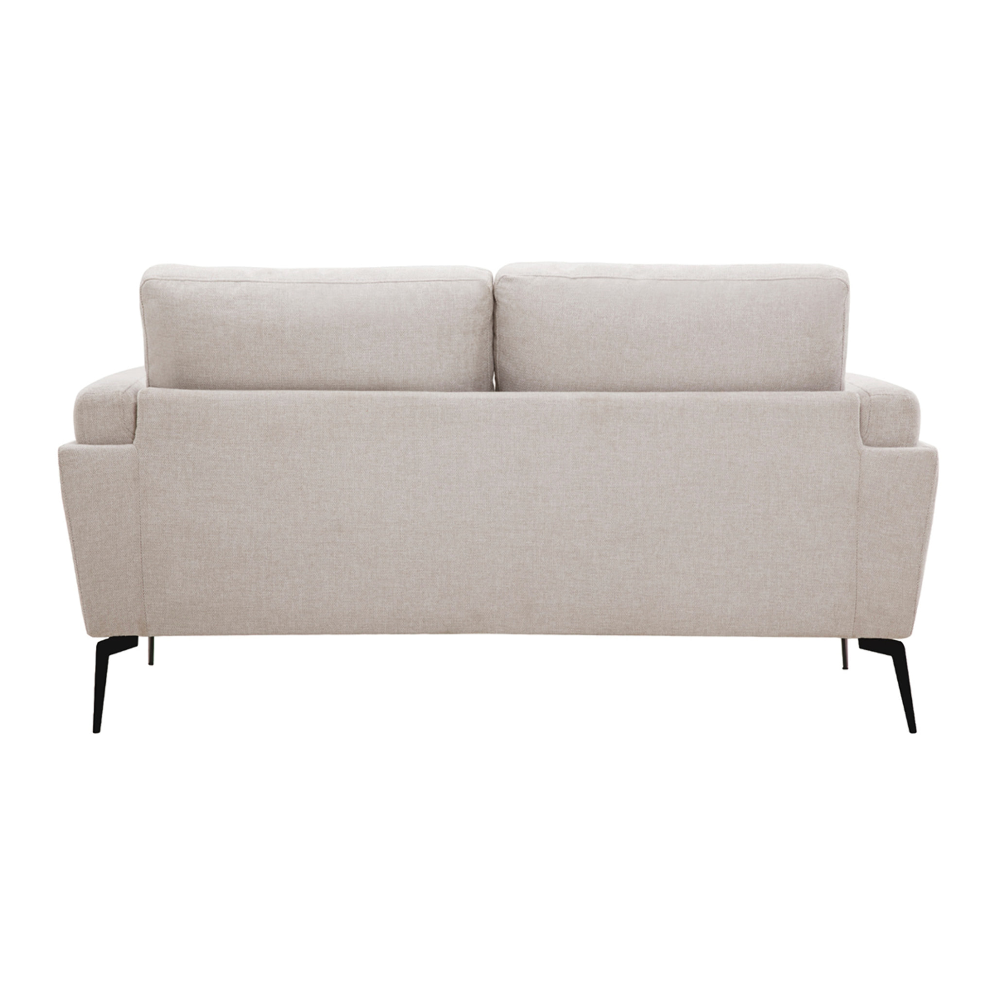Canapé design 2 places en tissu effet velours texturé beige et métal noir MOSCO