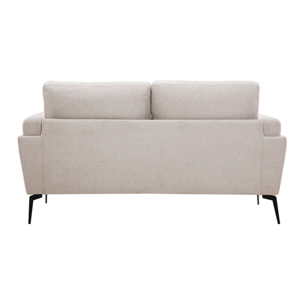 Canapé design 2 places en tissu effet velours texturé beige et métal noir MOSCO
