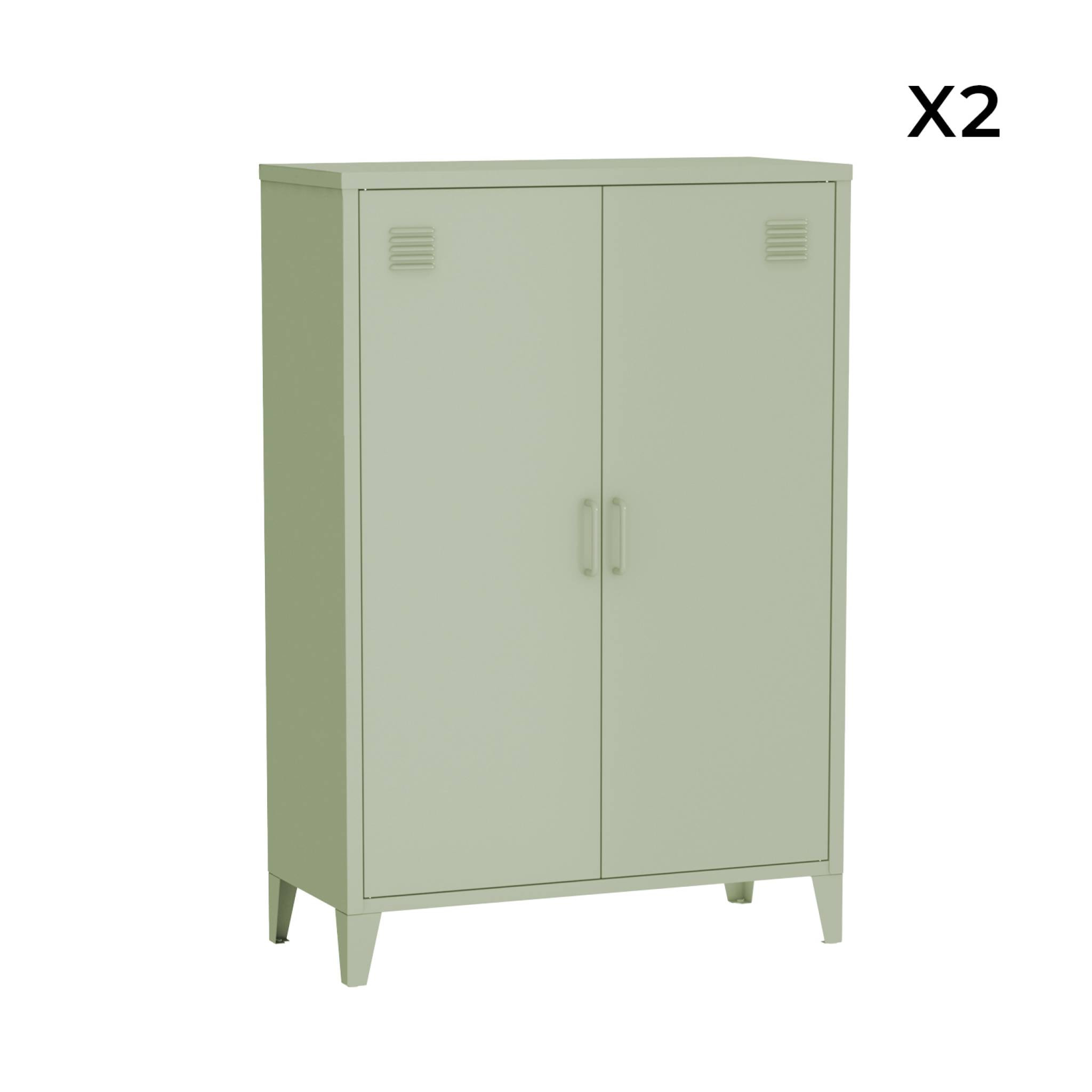 Commode/armoire métal 2 portes (lot de 2) SOHO