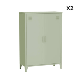 Commode/armoire métal 2 portes (lot de 2) SOHO