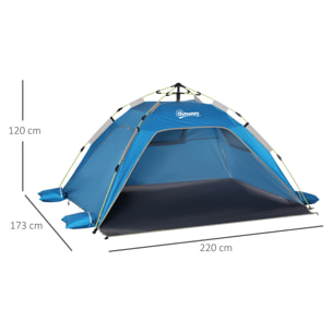 Tienda de Playa Plegable Carpa de Playa Pop-up para 1-2 Personas con 2 Puerta 2 Ventanas y Bolsa de Transporte para Parque Camping 220x173x120 cm Azul