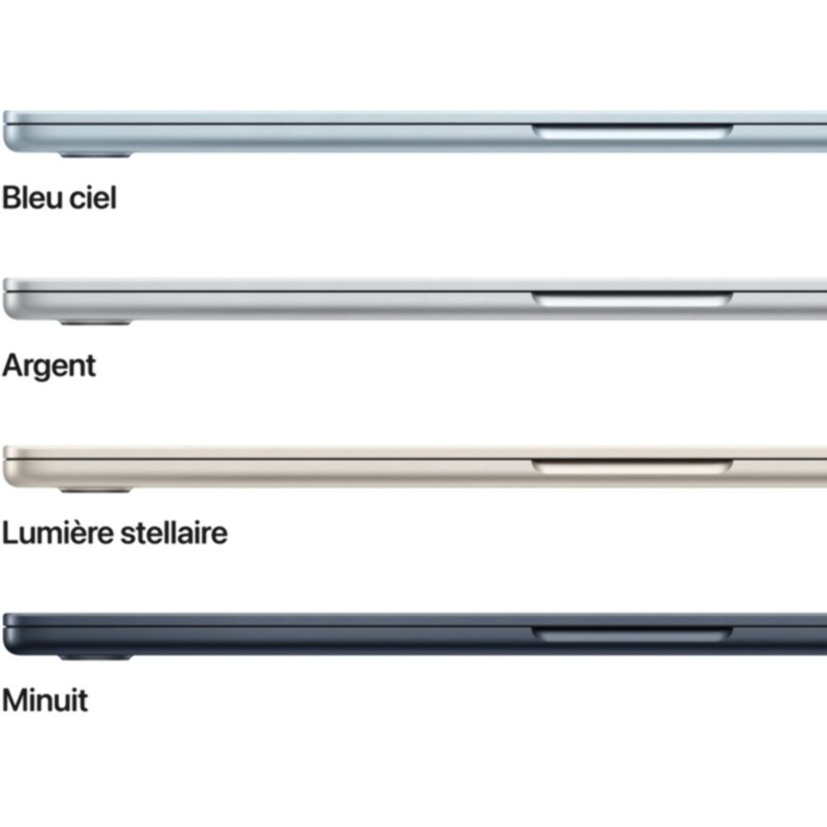 Ordinateur Apple MACBOOK Air 15" Puce M5 CPU 10 / GPU 10 coeurs Mémoire RAM 16Go Stockage 512Go SSD Bleu Ciel
