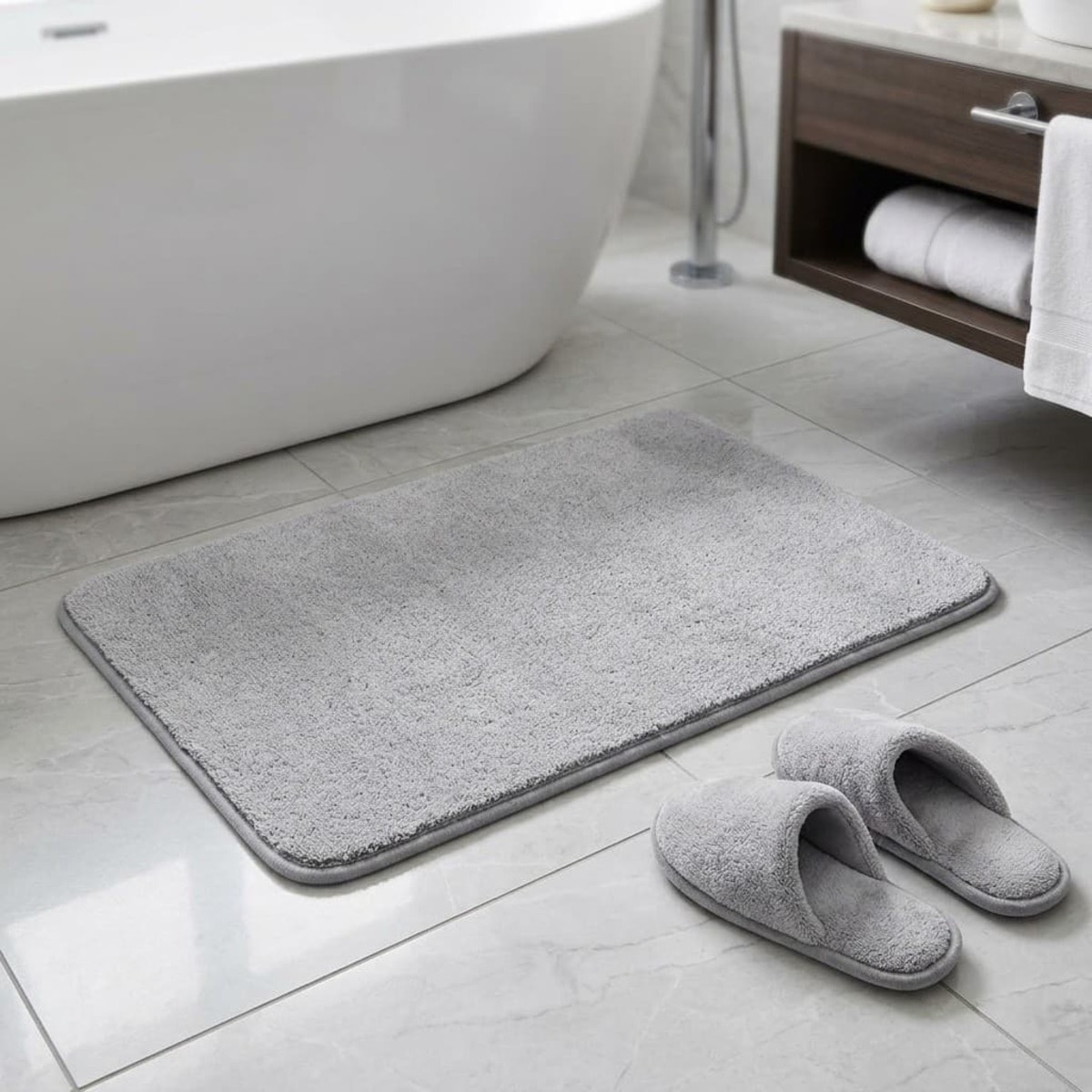 Vision 50x80 cm tapis de salle de bain en polyester, gris (SATDPREDSE)
