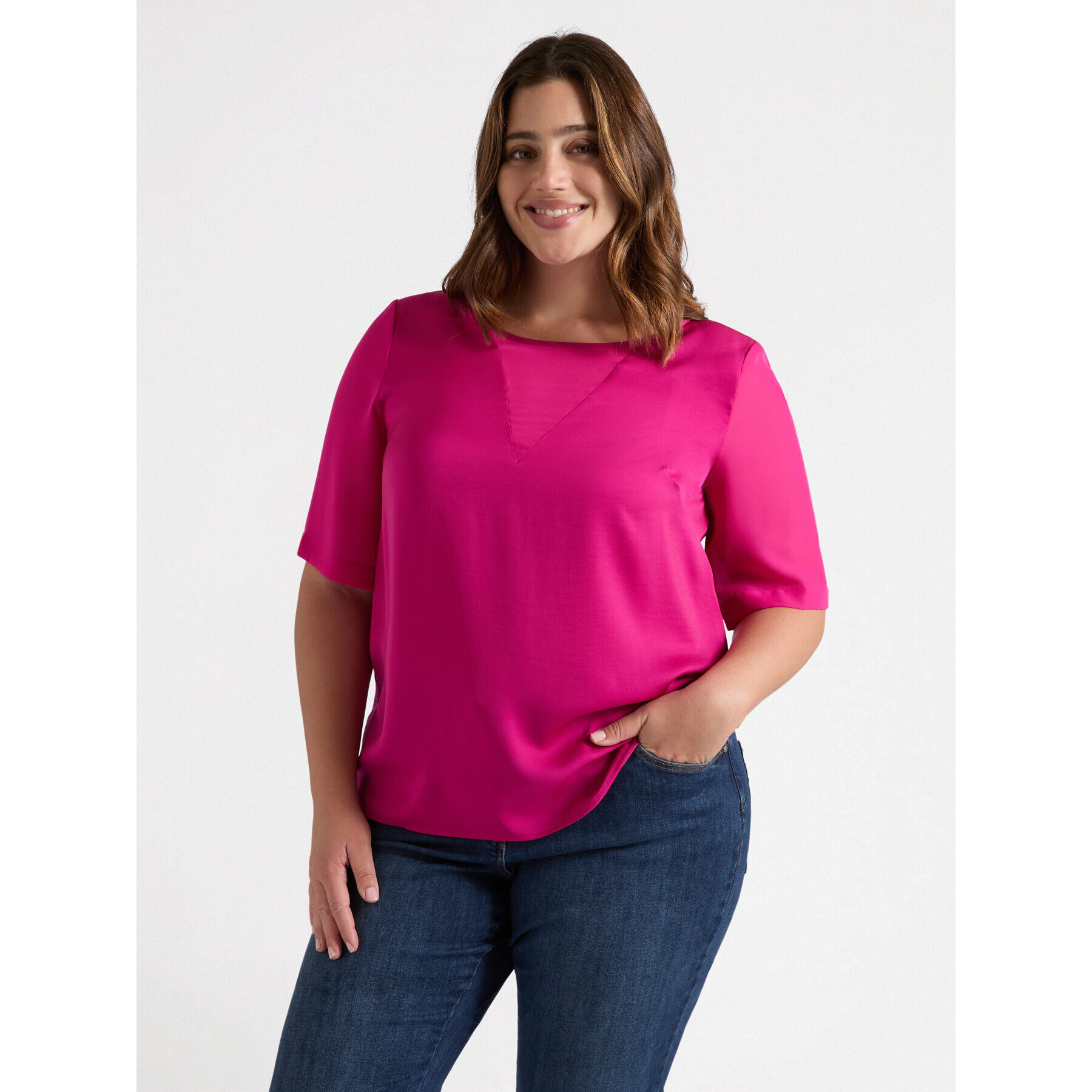 Fiorella Rubino - Blusa con aplicación en forma de V - Fuchsia