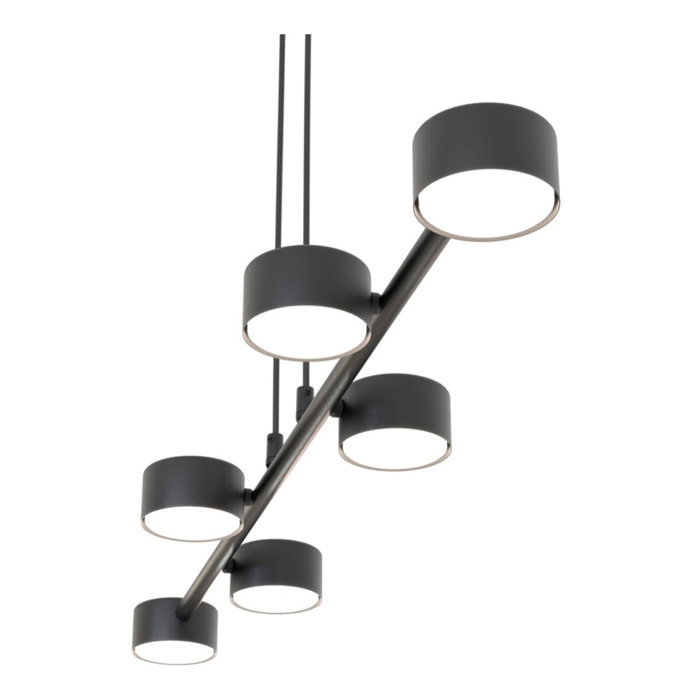 Lampada a sospensione Megara in acciaio nero opaco
