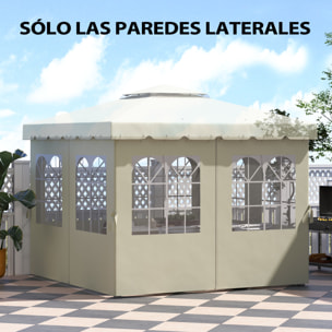 4 Paredes Laterales para Cenador 3x3 m Laterales de Carpa con Ganchos 8 Ventanas Protección UV Reemplazo Lateral para Carpa de Jardín Exterior Fiesta Crema