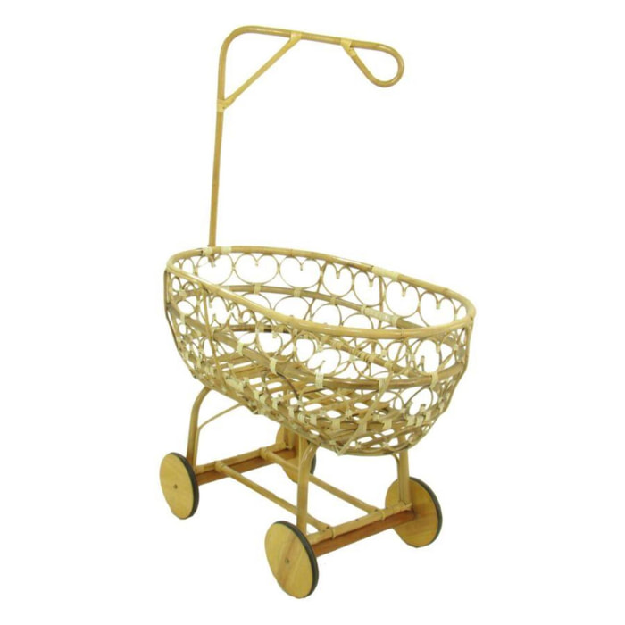Culla "Maria" riccio con ruote in legno naturale cm103x57h44/78