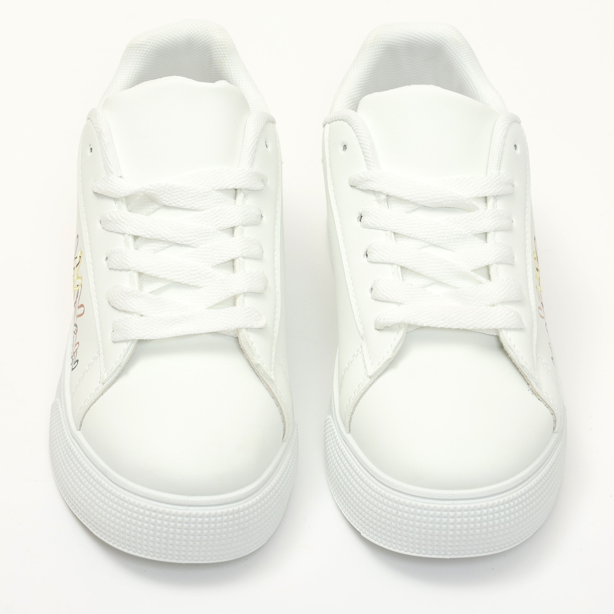 Sneakers in simil pelle con ricamo laterale