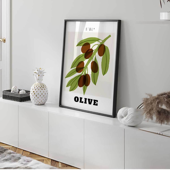 Affiche encadrée olives Italie Affiche + cadre en métal - Noir