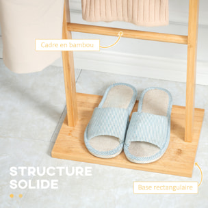 Penderie porte-manteaux - 3 barres de penderie, 2 patères - dim. 36L x 24l x 168H cm - bois bambou