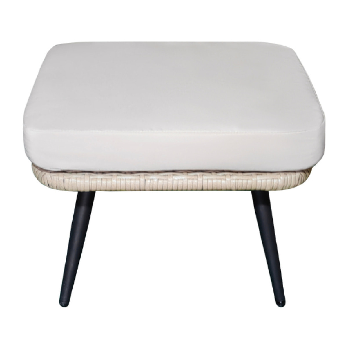 Ensemble d'extérieur : fauteuil suspendu effet rotin et repose-pieds avec coussin beige JIMMY