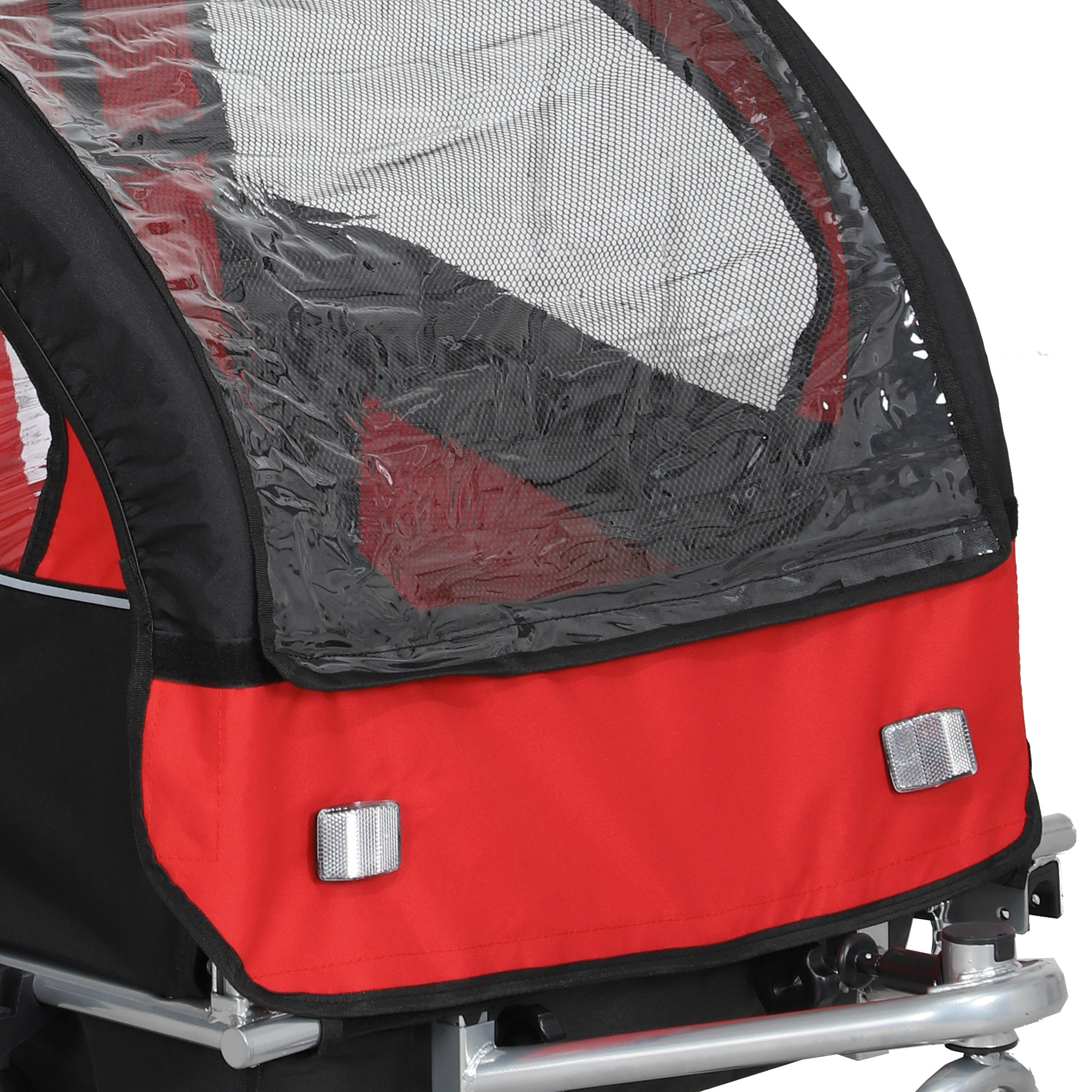 Remorque vélo jogger 2 en 1 enfant drapeau roue avant pivotante réflecteurs barre d'attelage inclus noir rouge