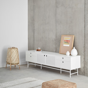 Mueble de televisión Punto 2 puertas y 4 cajones blanco
