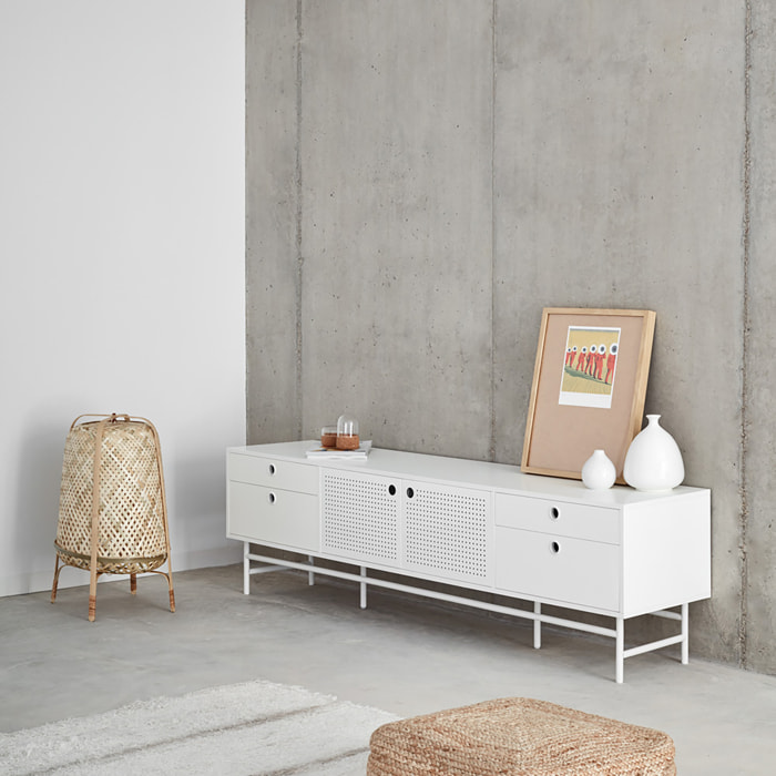 Mueble de televisión Punto 2 puertas y 4 cajones blanco