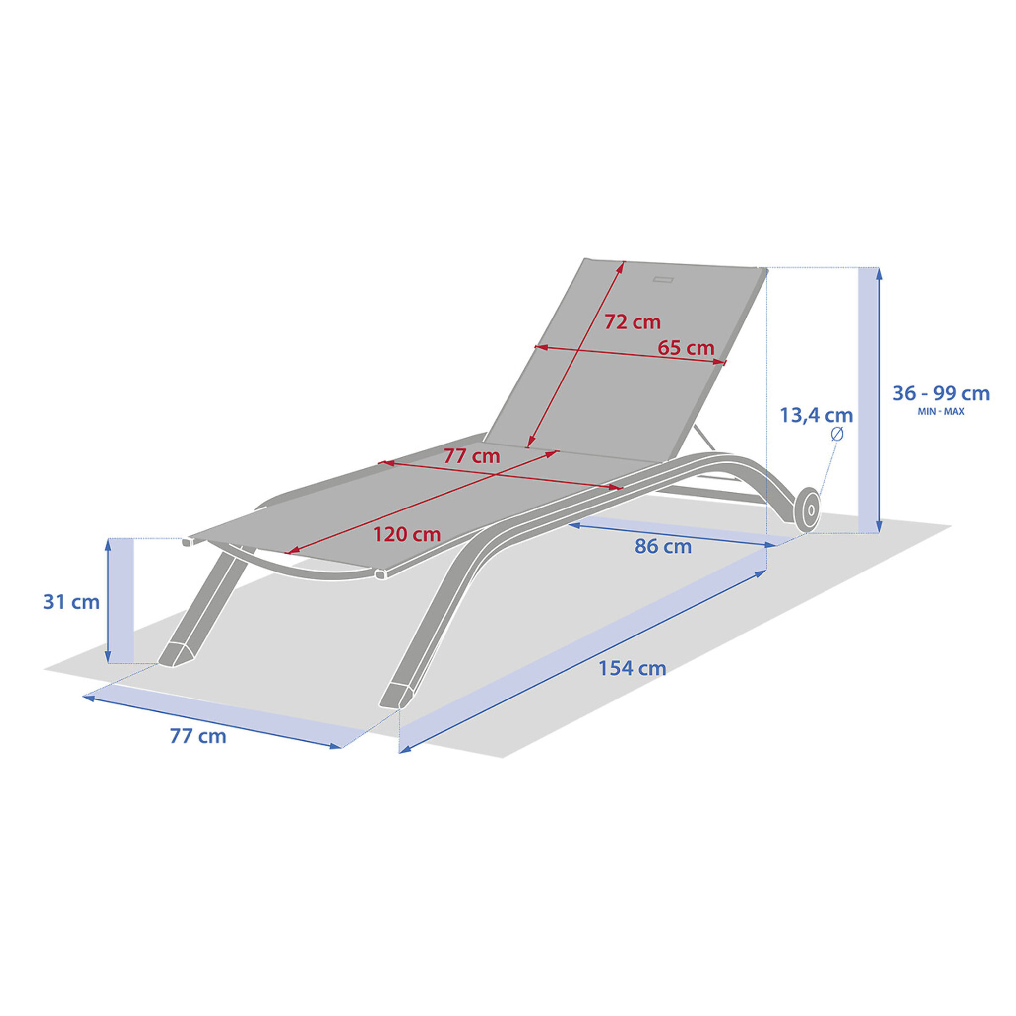 Transat "Jimani" anthracite & graphite 2 roues en aluminium et texaline