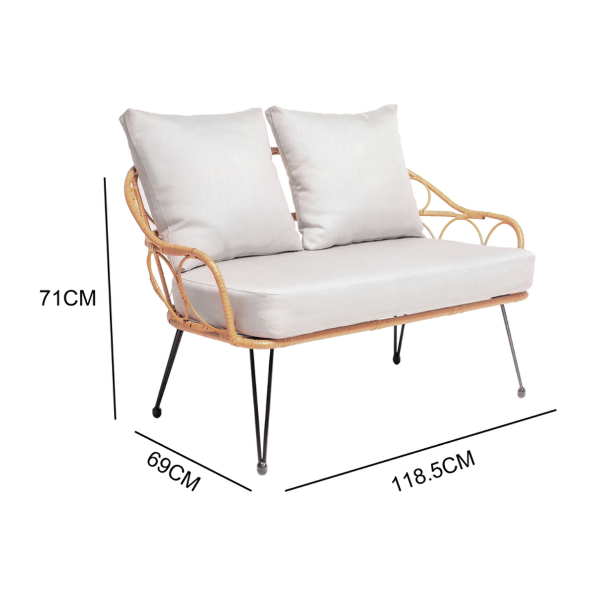 Salon de jardin 4 places en résine rotin ALMADA