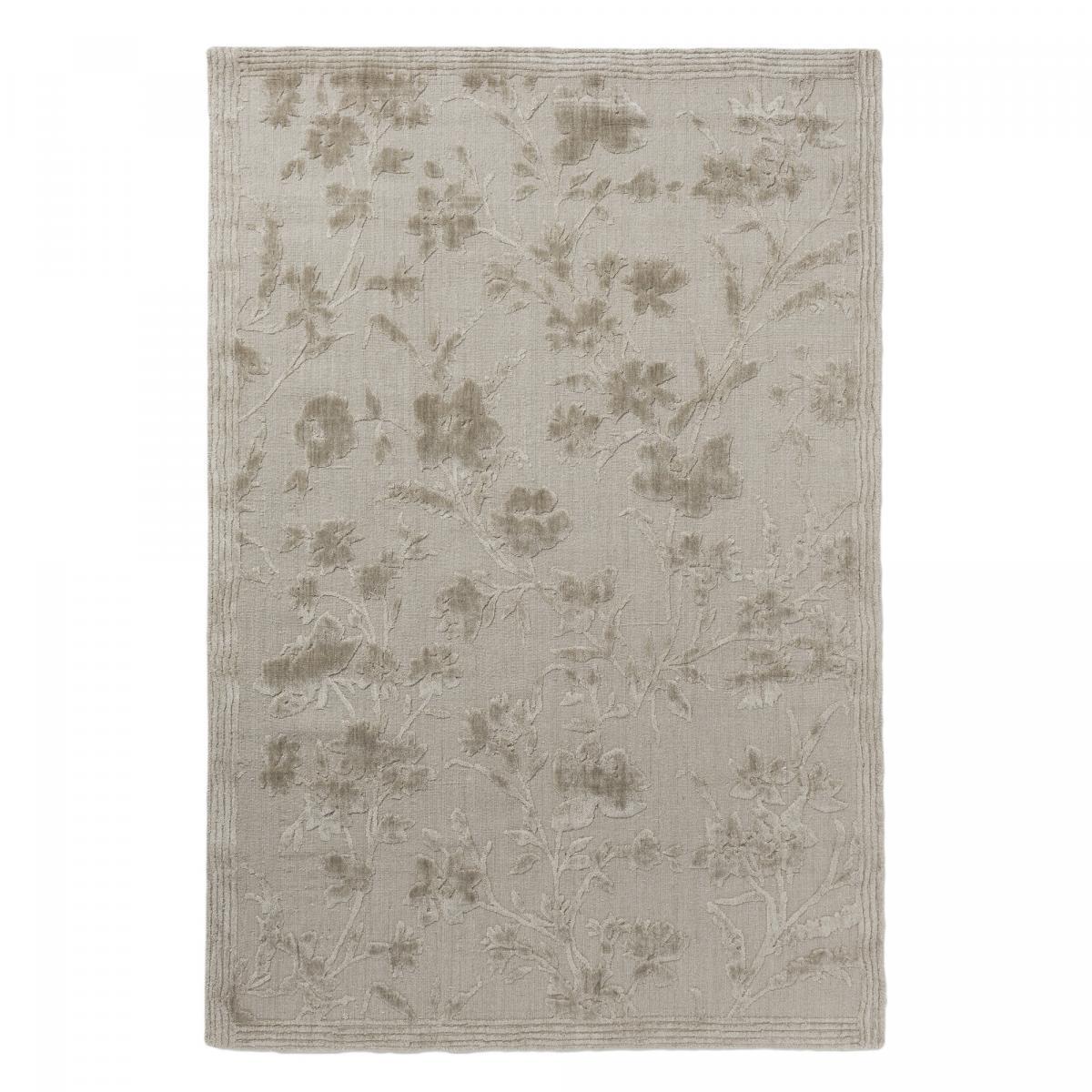 Tapis salon et chambre fait main en bambou motif floral QUICI