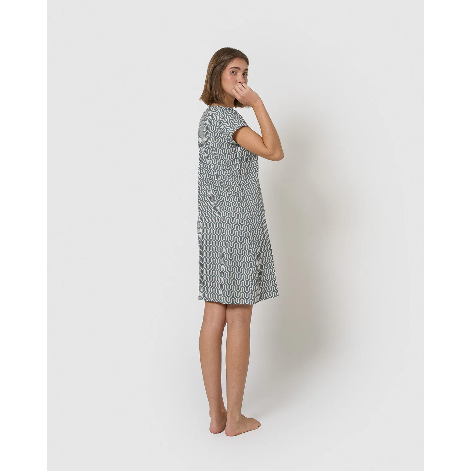 Camisón corto de algodón bustelo agua marina