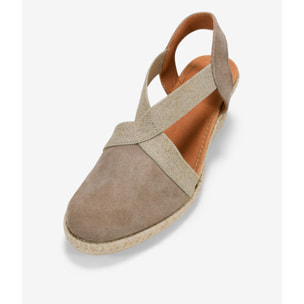 Alpargatas piedra en piel con cuña de esparto