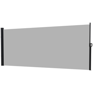 Store latéral brise-vue paravent rétractable de jardin dim. 3 x 1,8 m alu. polyester gris clair