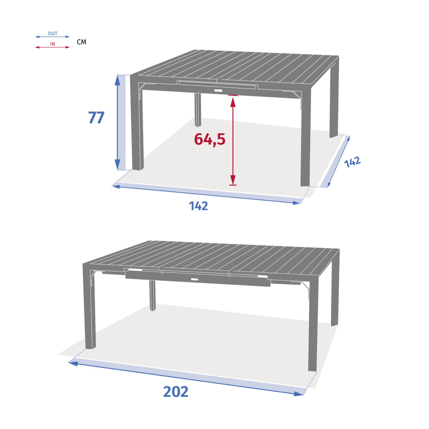 Table de jardin extensible "Évasion" en aluminium lin et blanc traité époxy 10 places