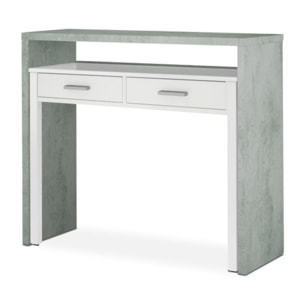 Mesa de escritorio extensible Zira Blanco Artik (Blanco Mate) - Gris Cemento