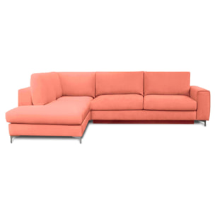 Canapé d'Angle Gauche Velours Fiesole, 3 Places, Couchage Intégré, Coffre de Rangement, Housse Déhoussable