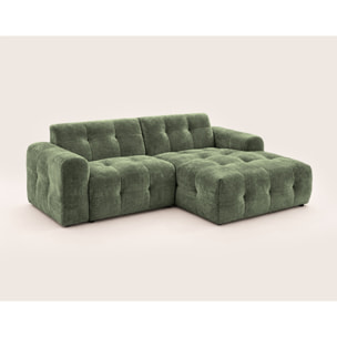 Diane - Canapé d'angle droit 4 places en velours texturé - Vert sauge