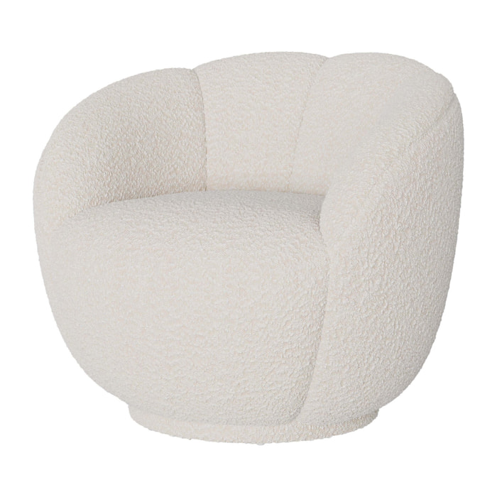 Fauteuil Ysé en tissu bouclé blanc