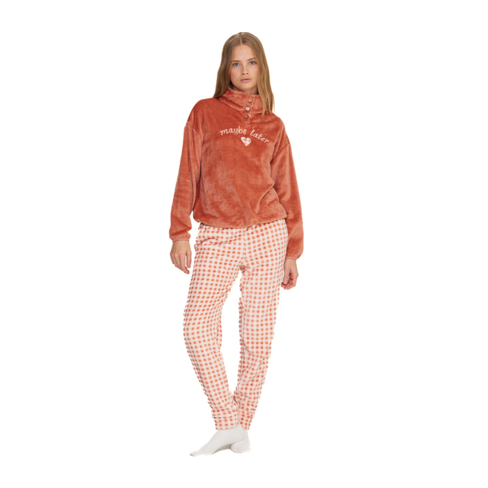 Pigiama donna maybe in coral con collo tre bottoni Noidinotte