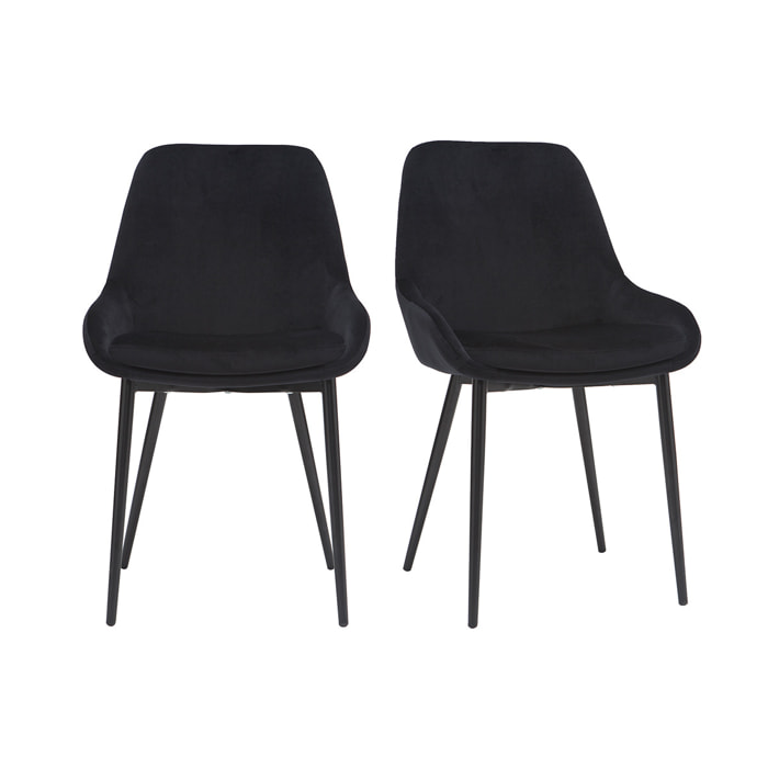 Chaises design noires en tissu velours et métal (lot de 2) HOLO