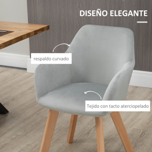 Juego de 2 Sillas de Comedor Modernas Tapizado en Terciopelo 54x57x80 cm Gris