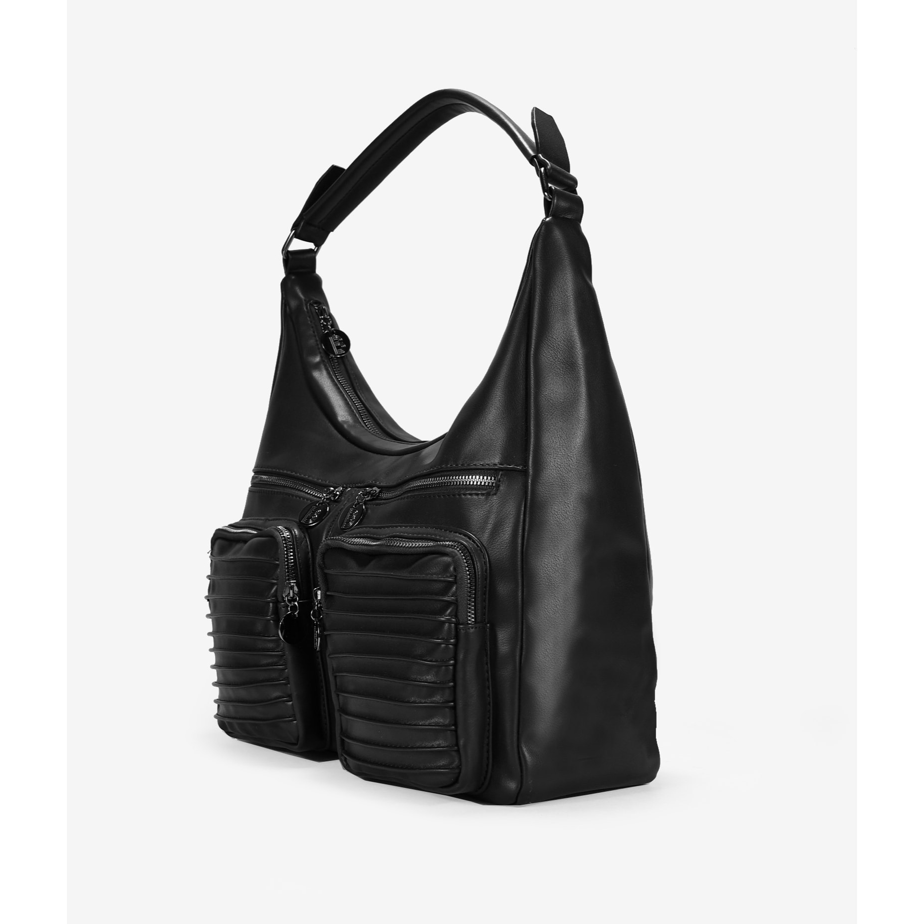 Bolso de hombro negro con bolsillos