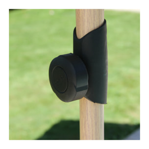 Parasol droit Ø2,4m - effet bois - gris anthracite - RUBIS