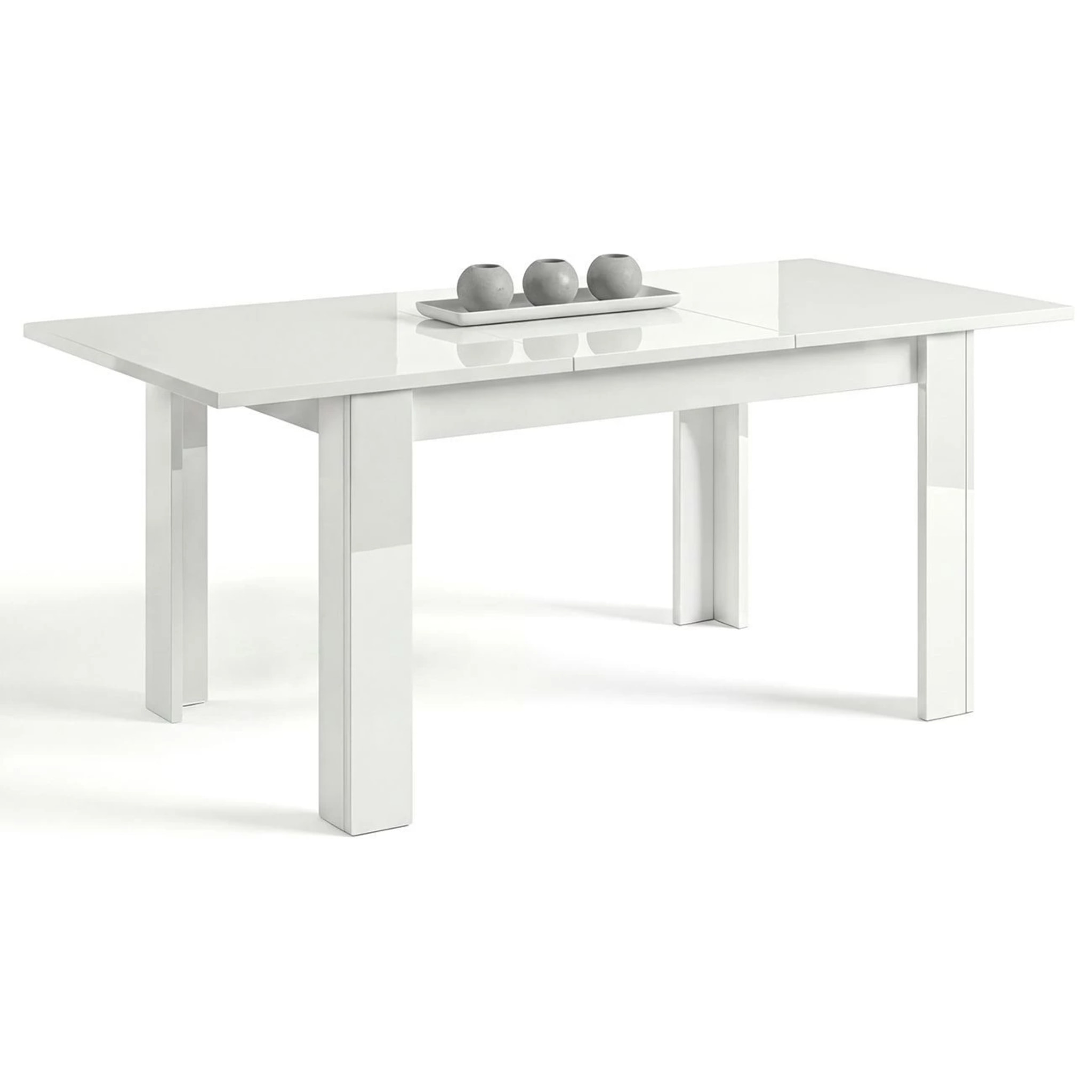 Mesa de comedor extensible en blanco brillo 140-190x90 cm Sira Blanco Brillo