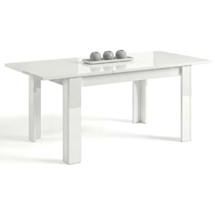 Mesa de comedor extensible en blanco brillo 140-190x90 cm Sira Blanco Brillo