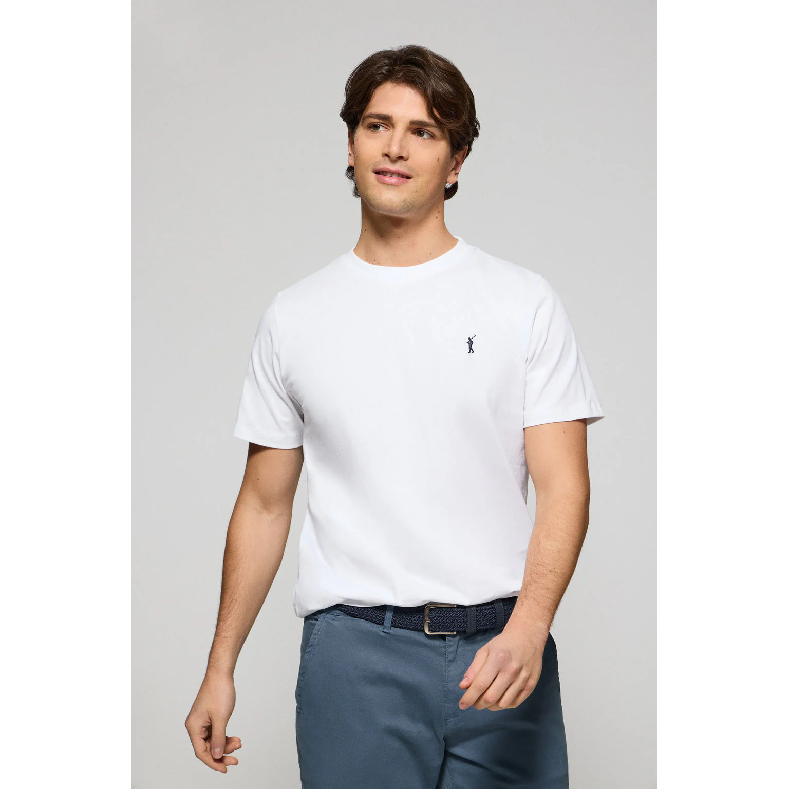 Pack di tre magliette a maniche corte blu marino, bianca e grigio vigorè con logo Rigby Go