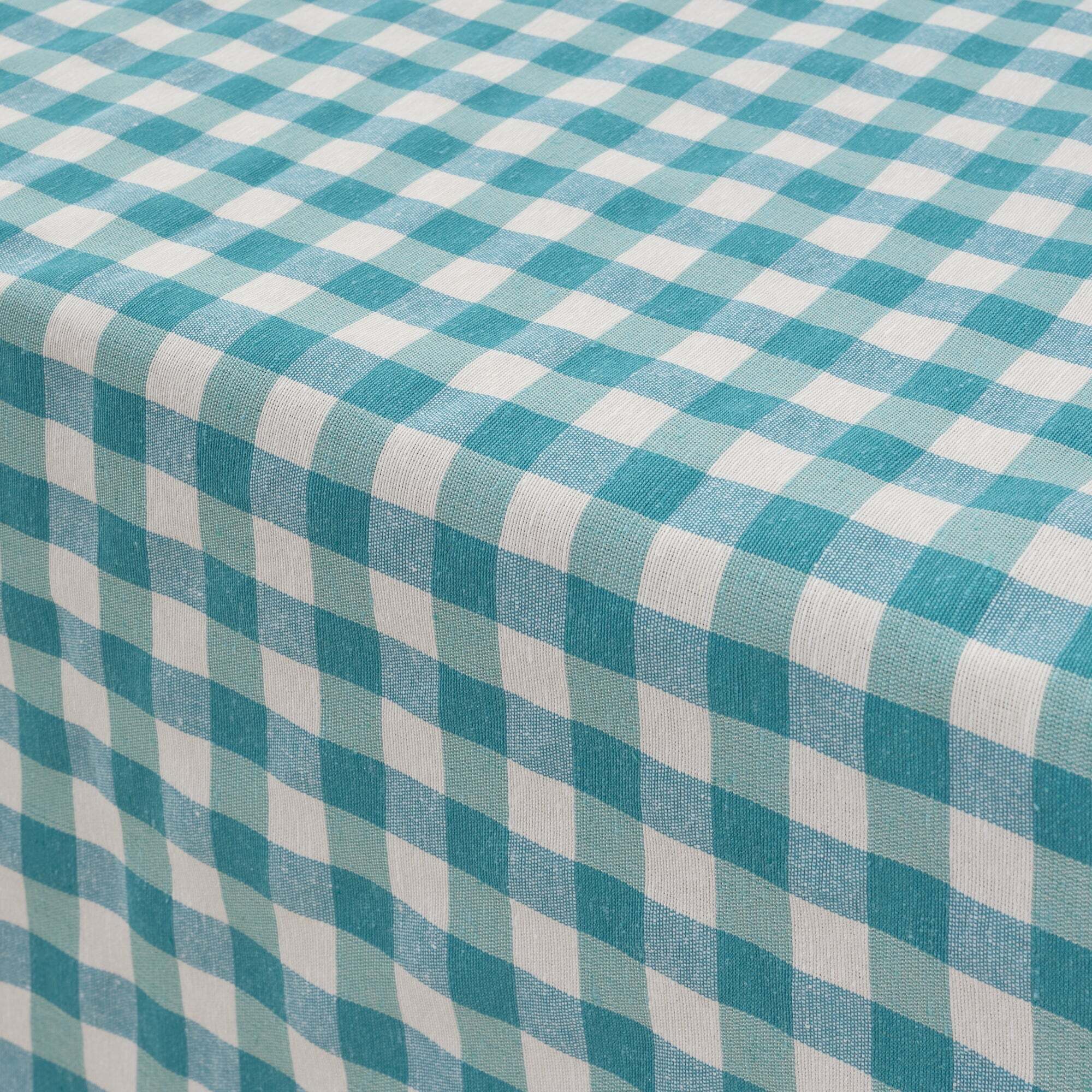 Nappe en tissu 100% coton Vichy Bleu Clair